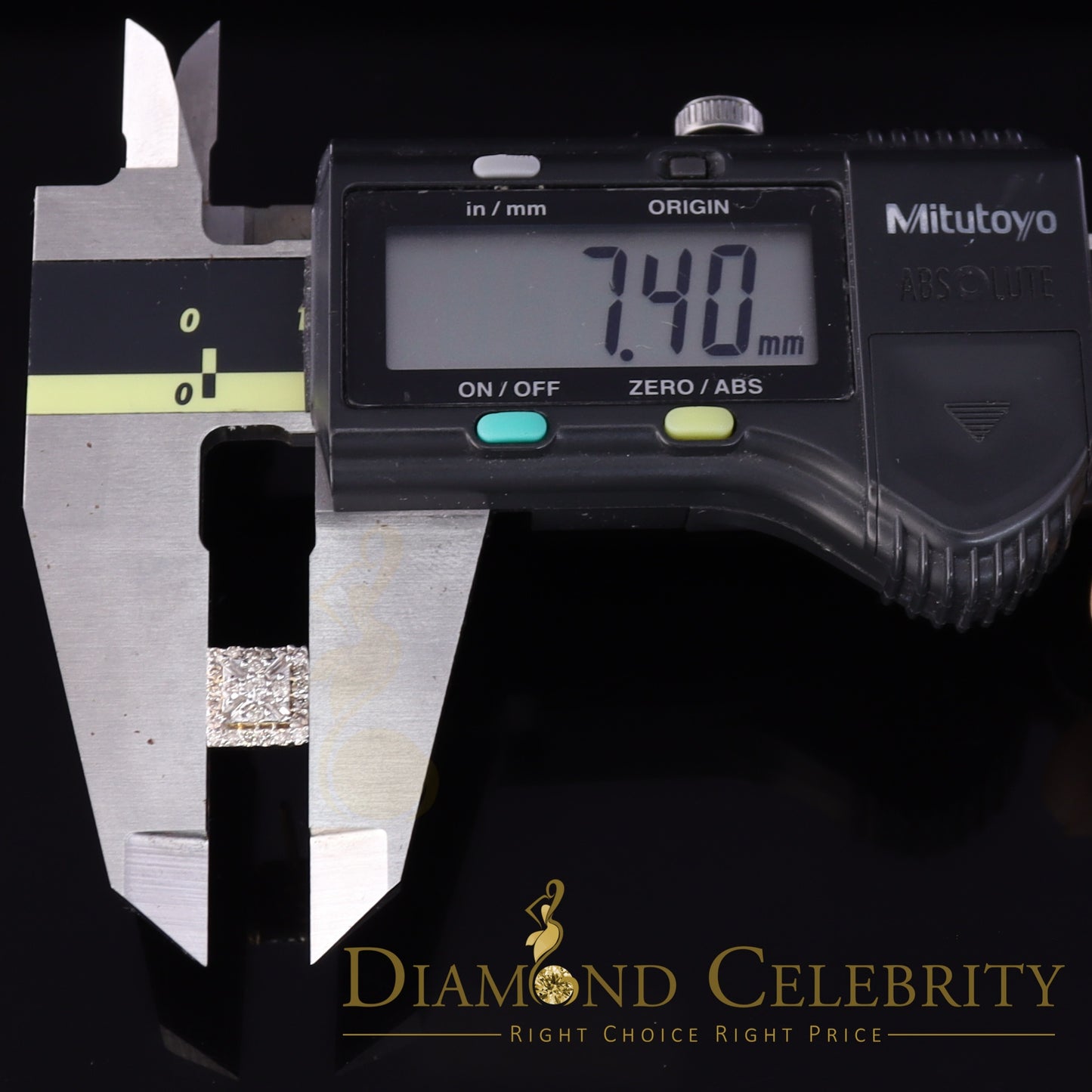 DiamondCelebritees 0.75 CT Real Diamond with 10K Real Yellow Gold Square Stud Earrings