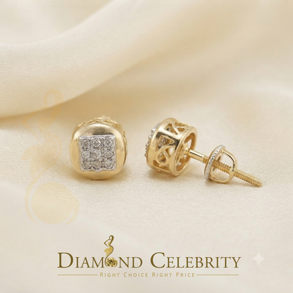 DiamondCelebritees 0.05 ct Diamond 925 Sterling Silver Yellow For Women's/Men's Round Stud Earring