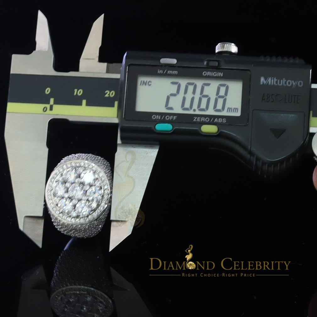 DiamondCelebritees Men's 12.5ct Cubic Zirconia white Silver Round Adjustable Ring From SZ 11 to13