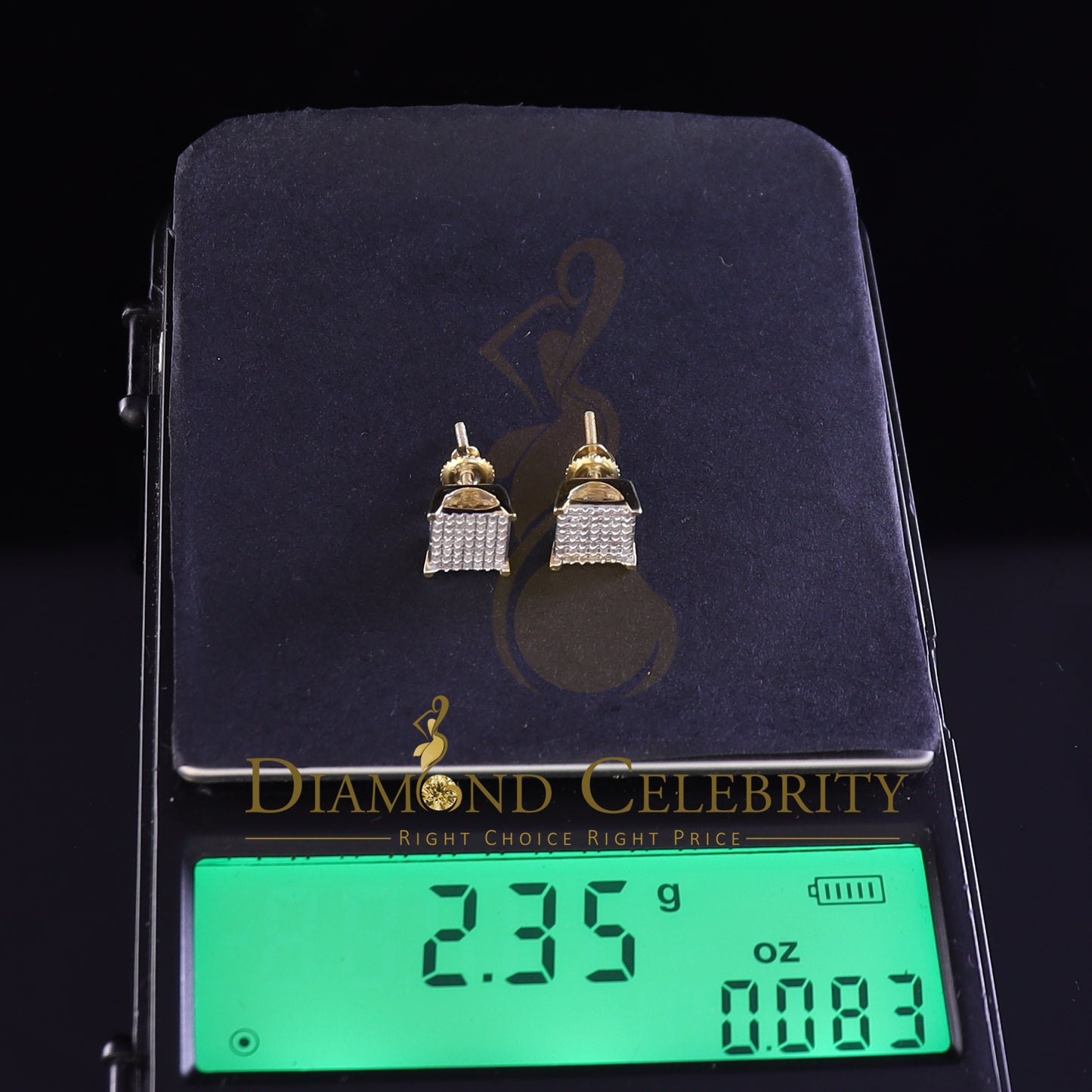 DiamondCelebritees Aretes Para Hombre 925 Yellow Silver 0.25ct Square Diamond Stud men's Earrings