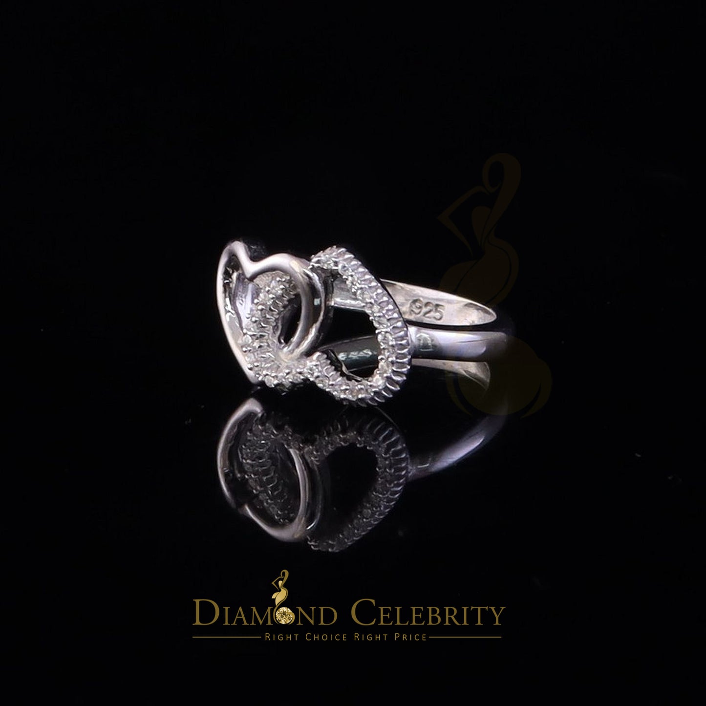 DiamondCelebritees 0.33 ct Cubic Zirconia 925 Sterling White Silver Heart Womens/Men's Ring Size 7