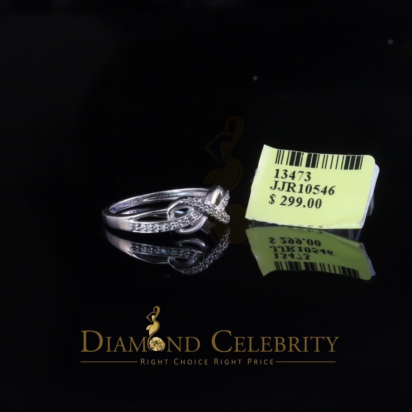 DiamondCelebritees 0.15ct Diamond 925 Sterling Silver Round White Infinity Rings Size 06 For Womens