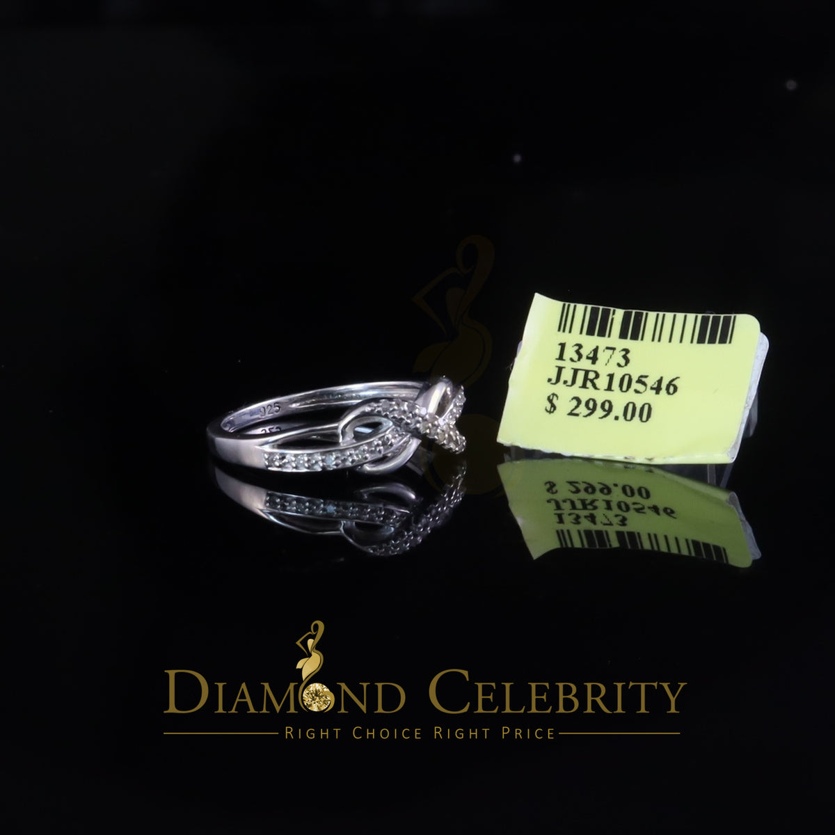 DiamondCelebritees 0.15ct Diamond 925 Sterling Silver Round White Infinity Rings Size 06 For Womens