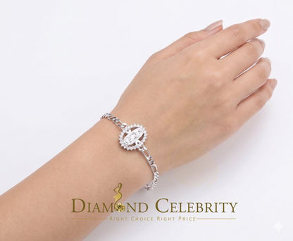 Diamondcelebritees Virgin Merry CZ 925 Sterling Silver White Oval Shape Women's Religious Bracelet