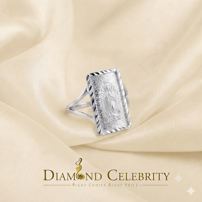 DiamondCelebritees Our Lady Guadalupe White 925 Silver Virgin Merry Protection Shield Ring SZ 6