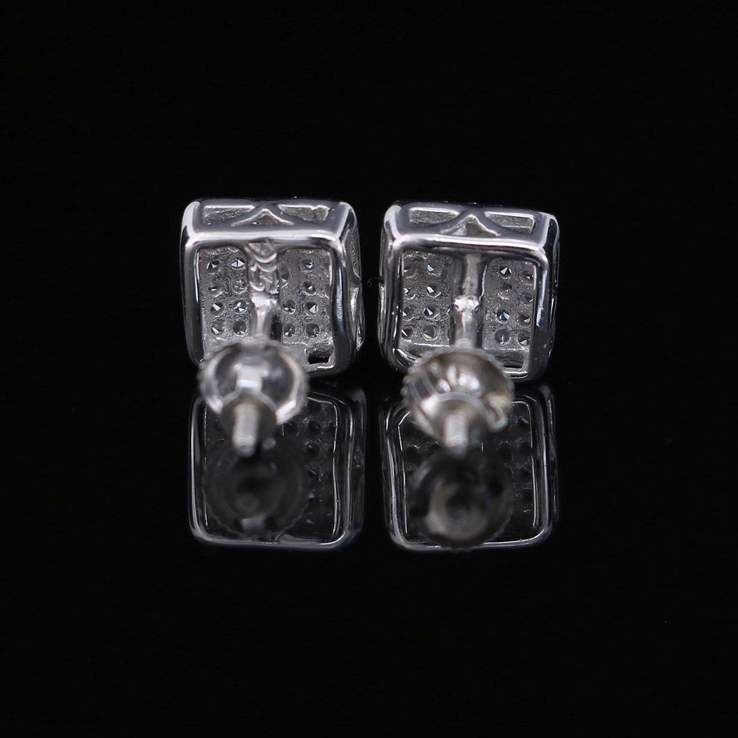 DiamondCelebritees  White 925 Silver 0.81ct Cubic Zirconia Women's & Men's Hip Hop Square Earrings