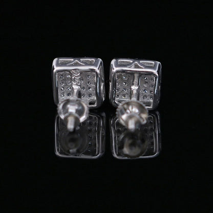 DiamondCelebritees  White 925 Silver 0.81ct Cubic Zirconia Women's & Men's Hip Hop Square Earrings