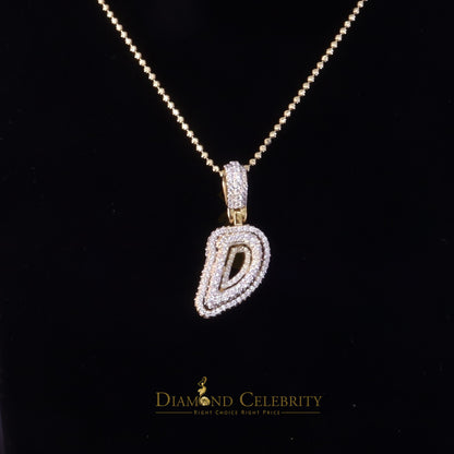 DiamondCelebritees Yellow Cursive 3D Alphabet Shape 925 Sterling Silver Cubic Zirconia Pendant