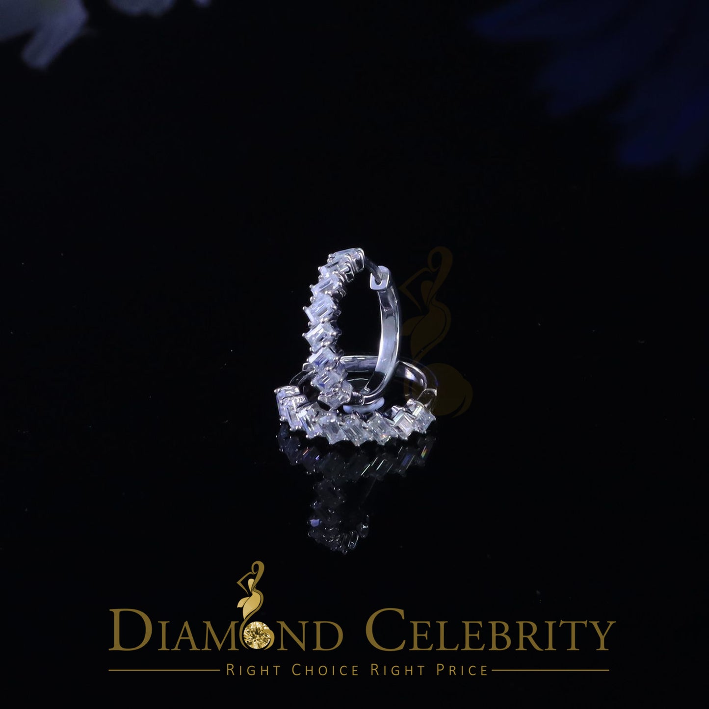 Diamondcelebritees 1.48 ct Moissanite Baugutte White 925 Sterling Silver Women's Hoop Earrings