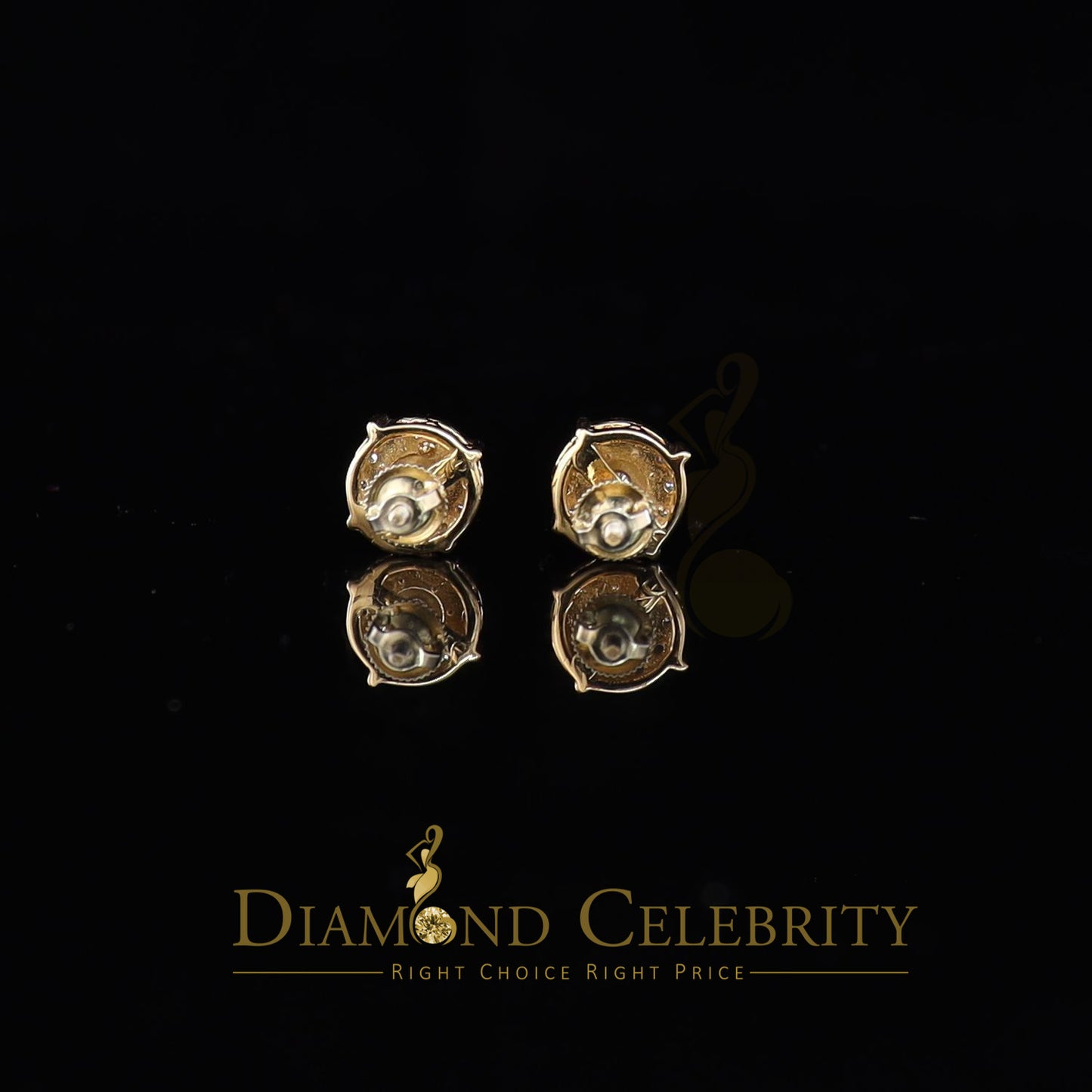 DiamondCelebritees  Yellow Silver 1.12ct Cubic Zirconia 925 Women's & Men's Hip Hop Square Earrings