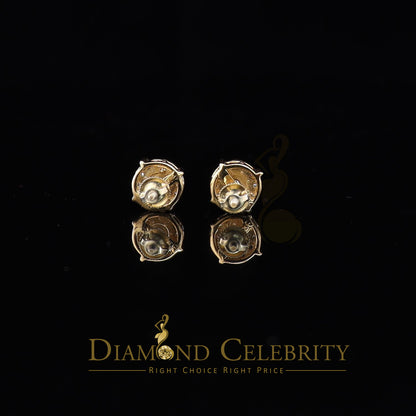 DiamondCelebritees  Yellow Silver 1.12ct Cubic Zirconia 925 Women's & Men's Hip Hop Square Earrings