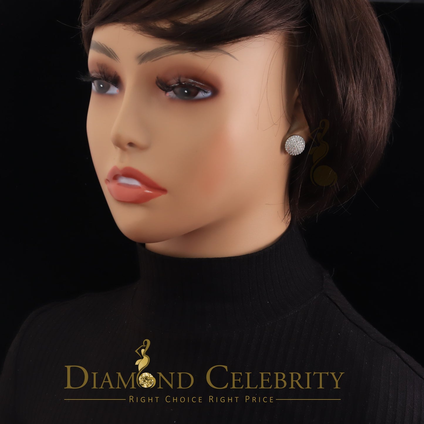 DiamondCelebritees 10K Real Yellow Gold Real Diamond 1.25CT Men's/Women's Stud Round Earring