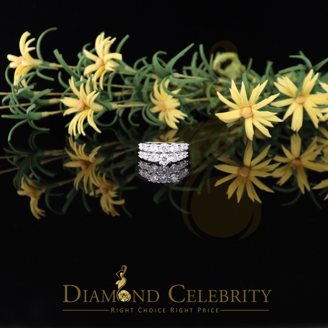 DiamondCelebritees 4.82ct White Cubic Zirconia 925 Sterling Silver Bridal Fashion Womens Ring SZ 7