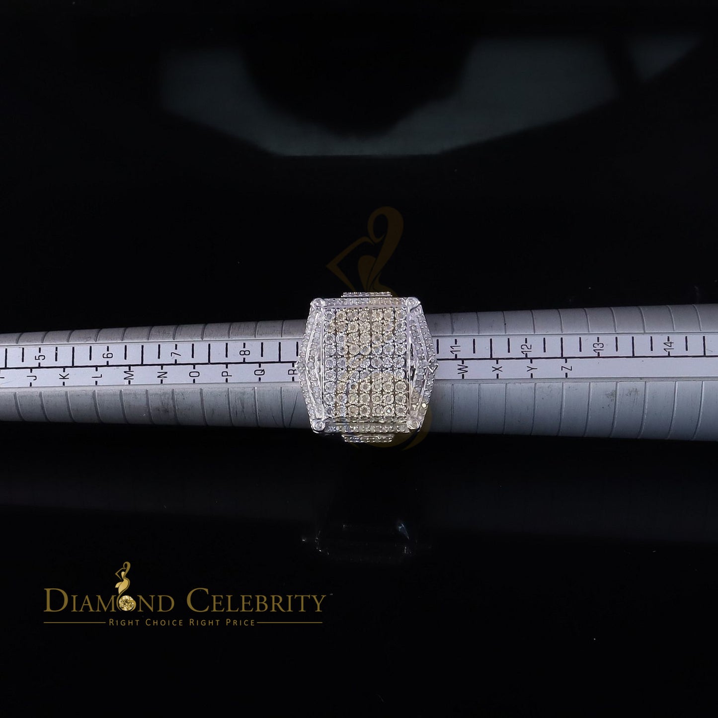 Big Mirage Set 0.66ct Real Diamond 925 White Silver Square Men's Ring Size 10