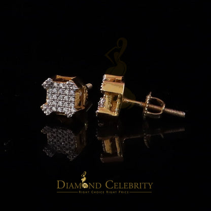 DiamondCelebritees Men's/Womens 925 Silver Yellow 0.25ct VVS 'D' Moissanite Square Stud Earrings