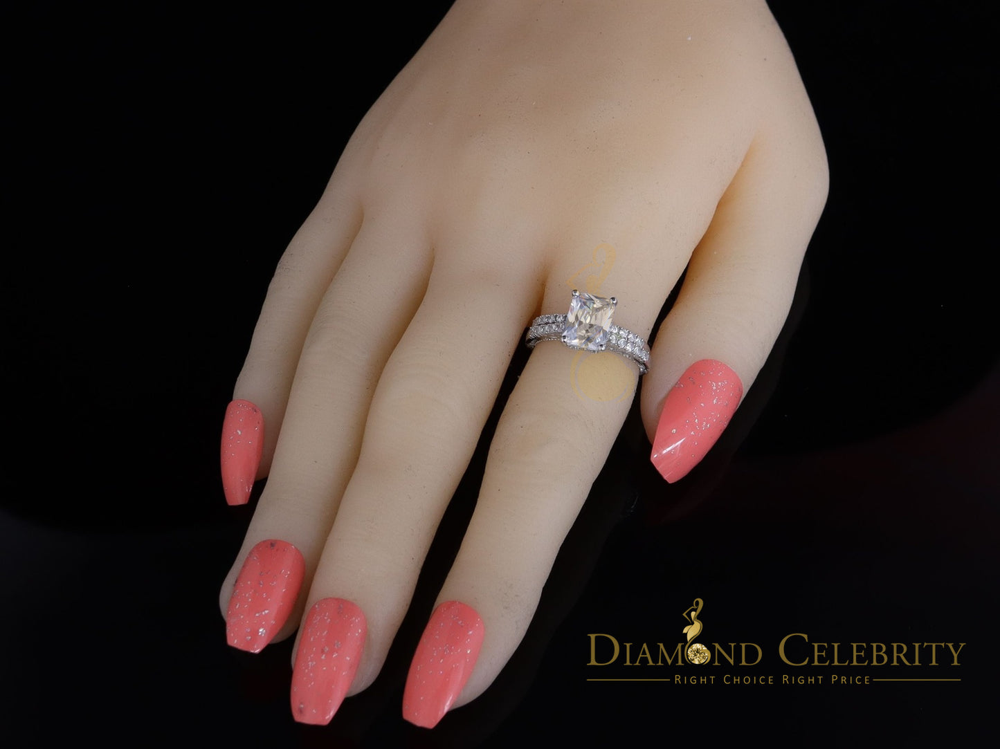 DiamondCelebritees 4.71ct White Cubic Zirconia 925 Sterling Silver Bridal Fashion Womens Ring SZ 7