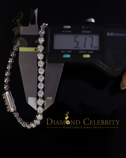 Diamondcelebritees  9ct Moissanite White 925 Silver Round Single Tennis Bracelete 6mm Thick 8" Long
