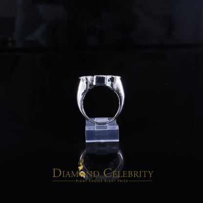 DiamondCelebritees Stylish 925 White Silver 0.40ct Real Micro Diamond Men's "CEO" word Ring SZ 8