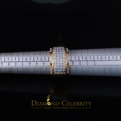 DiamondCelebritees Big 0.25ct Real Diamond 925 Yellow Miracle set Silver Wide Men's Band Ring SZ10
