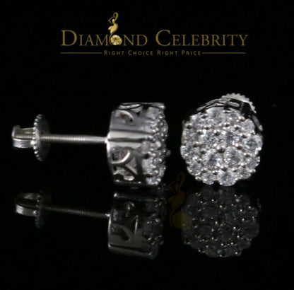 DiamondCelebritees  925 White Silver Sterling 0.87ct Cubic Zirconia Round Women's Stud Earrings