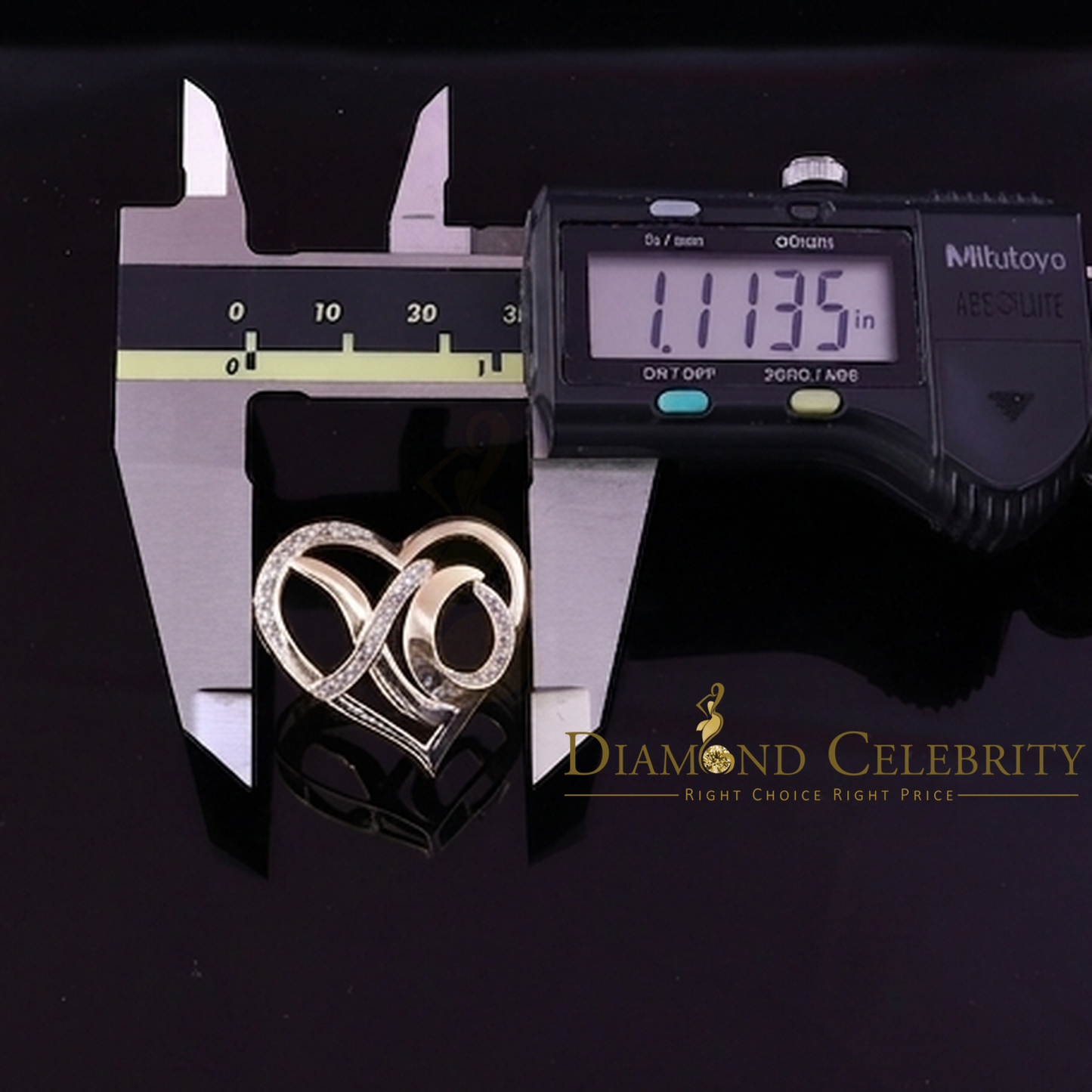 DiamondCelebritees  0.10ct Real Diamond Valentine Special "HEART" Pendant 925 Sterling Silver Yellow