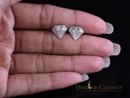 DiamondCelebritees 0.10 ct Silver Diamond White For Mens & Womens Hip Hop Stud Earring 925 Sterling