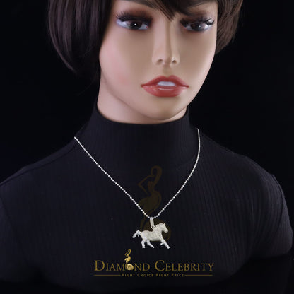 DiamondCelebritees  Real 0.33ct Diamond 925 Sterling Silver HORSE White Charm Necklace Pendant