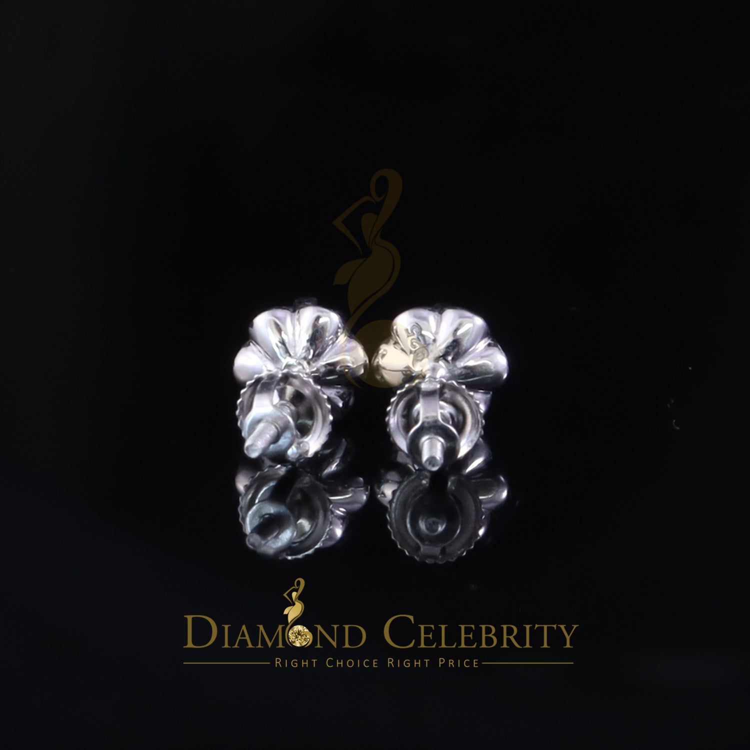 DiamondCelebritees  0.25ct 925 Silver Cubic Zirconia White Round Shape Buttercup Stud Earrings Women