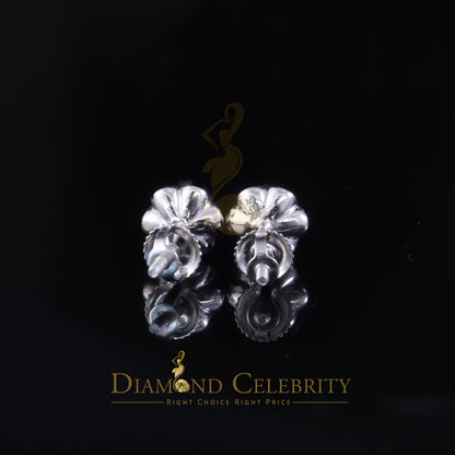 DiamondCelebritees  0.25ct 925 Silver Cubic Zirconia White Round Shape Buttercup Stud Earrings Women