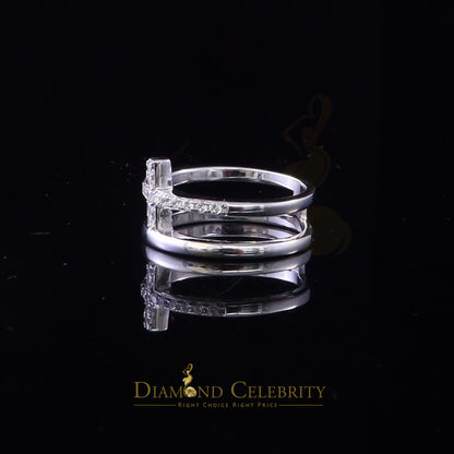 DiamondCelebritees 925 Sterling White Silver 0.20ct Cubic Zirconia Cross Shape Womens Ring Size 6.5
