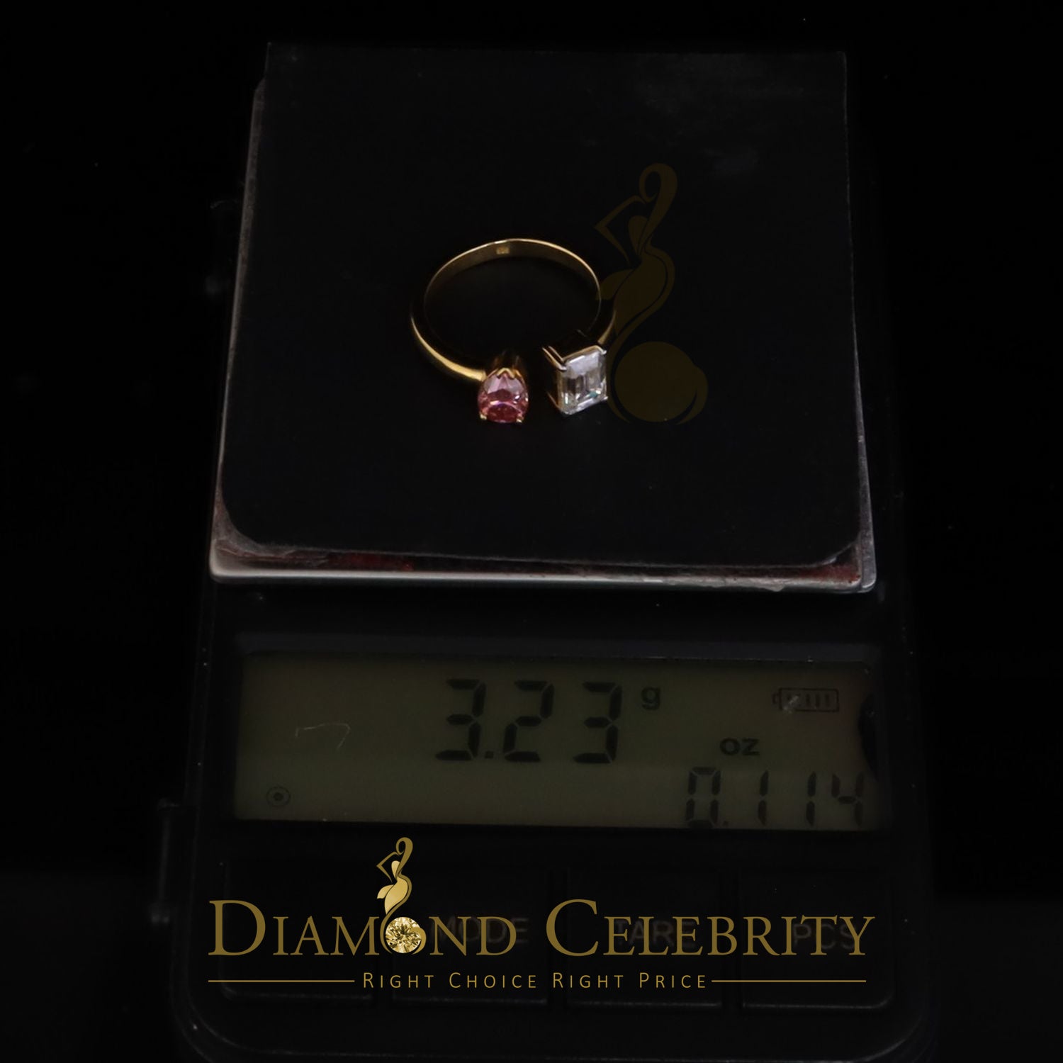 DiamondCelebritees 2.00CT Women's Silver Yellow VVS D Pink Moissanite Toi et Moi Engagement Ring SZ7