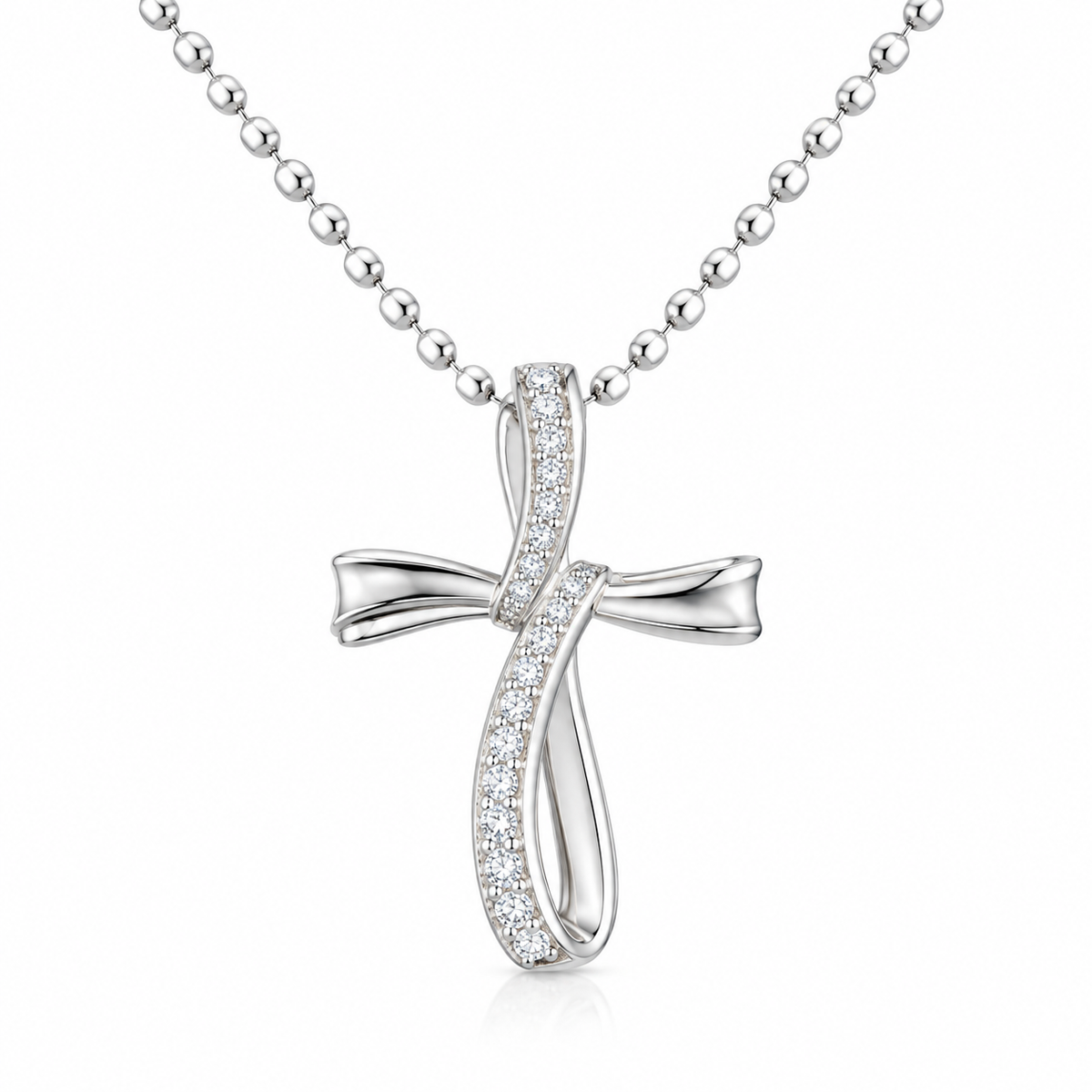 DiamondCelebritees 925 Sterling Silver 1.00INCH White Infinity CROSS Pendant 0.31ct Cubic Zirconia