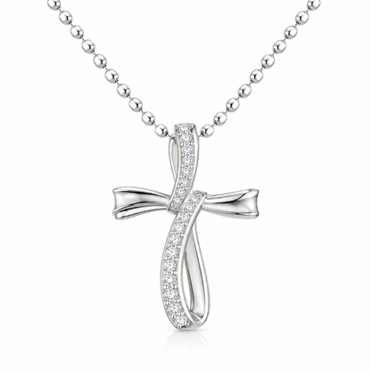 DiamondCelebritees 925 Sterling Silver 1.00INCH White Infinity CROSS Pendant 0.31ct Cubic Zirconia