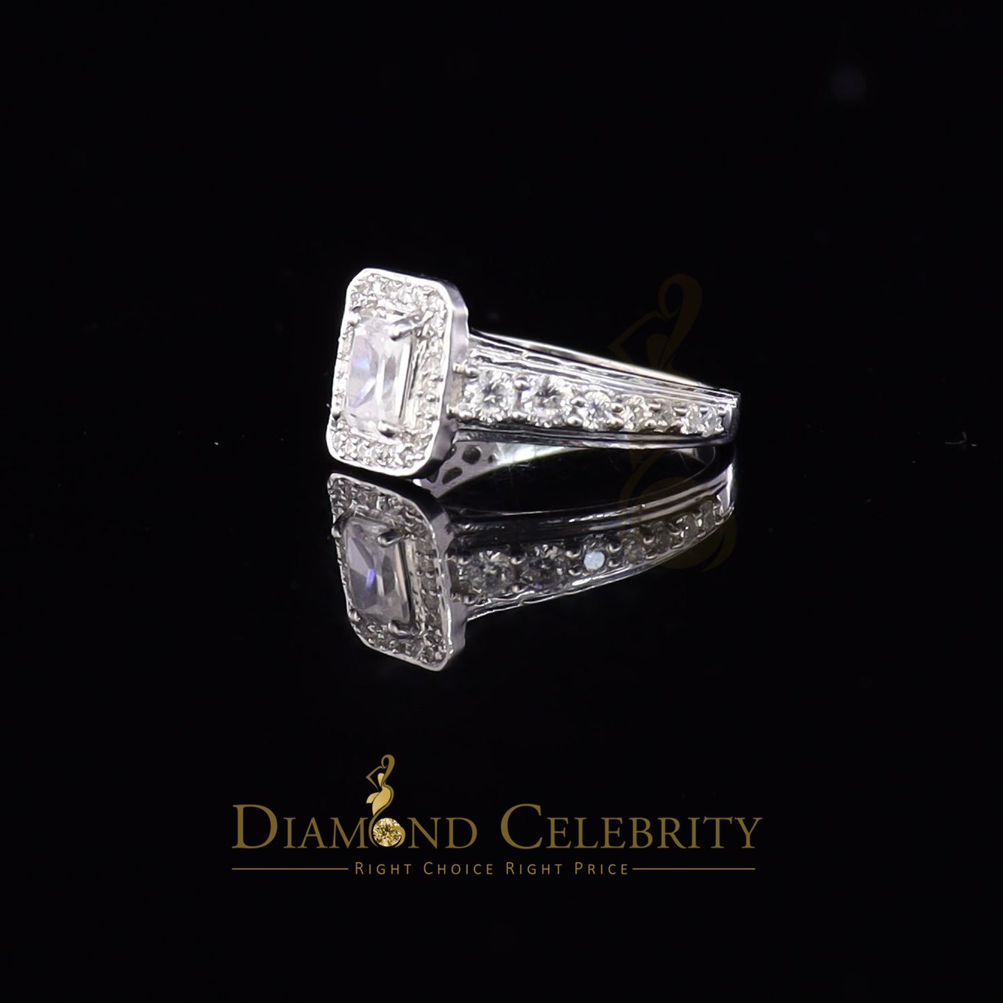 DiamondCelebritees Iced Out White 3.50ct Cubic Zirconia 925 Silver Square Engagement Rings Size 7