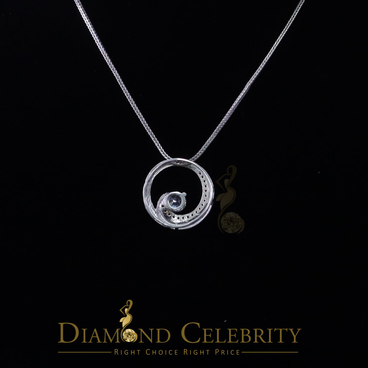 DiamondCelebritees Fancy Circle Shape 2.50ct Sterling Silver White Pendant Cubic Zirconia Stone