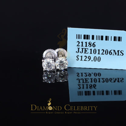 Diamondcelebritees Round 0.50ct VVS 'D' Moissanite Men's/Womens 925 Silver White Stud Earrings