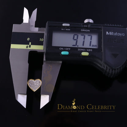 DiamondCelebritees Real 10K Yellow Gold Heart Round Stud 8.58mm Earrings with Real 0.25CT Diamonds