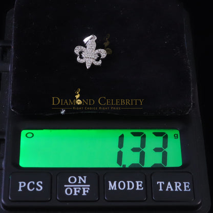 DiamondCelebritees 925 Sterling Silver Fleur de Lis Shape Pendant with 0.38ct Cubic Zirconia