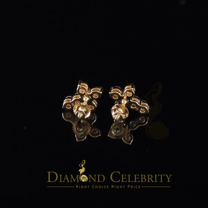 DiamondCelebritees 1.00ct Moissanite Yellow 925 Sterling Silver Women's Cross Earrings