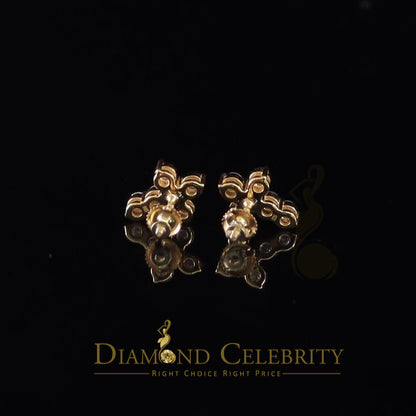 DiamondCelebritees 1.00ct Moissanite Yellow 925 Sterling Silver Women's Cross Earrings