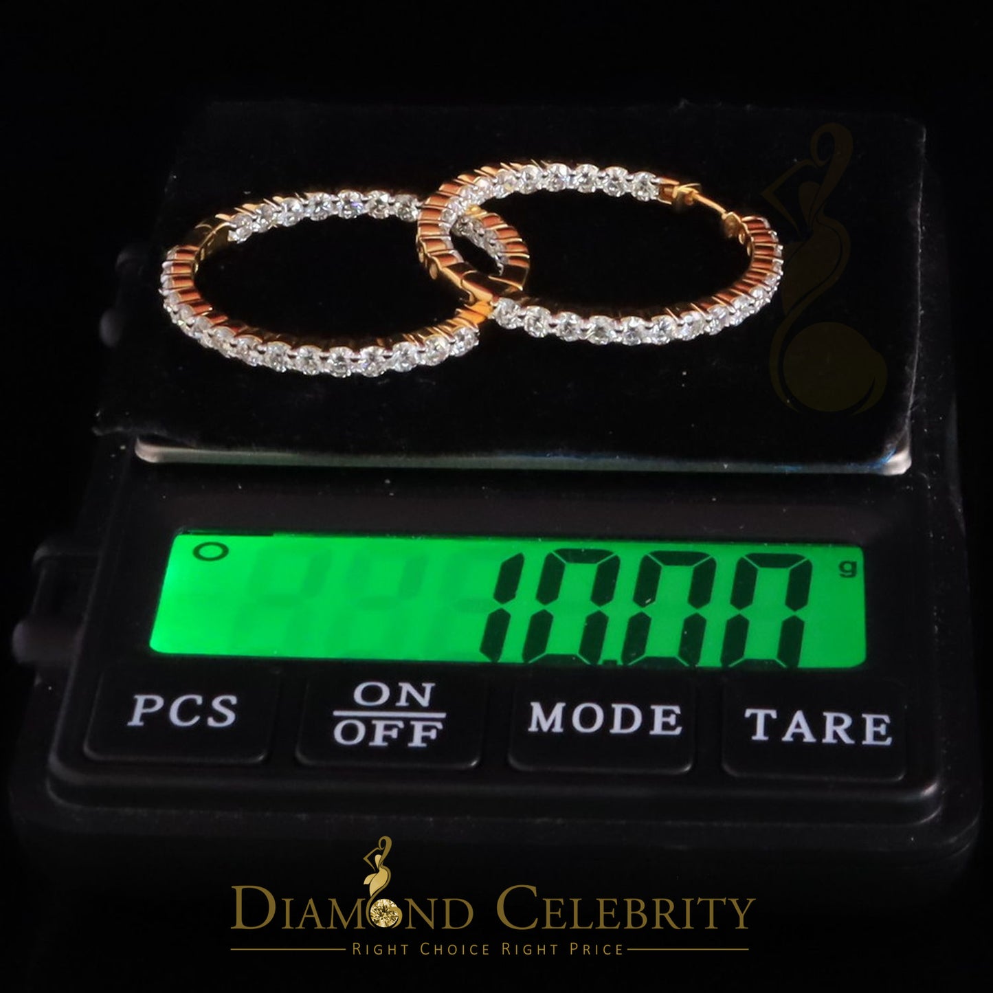 DiamondCelebritees 6.00ct Moissanite Yellow 925 Sterling Silver Women's In and Out Hoop Earrings