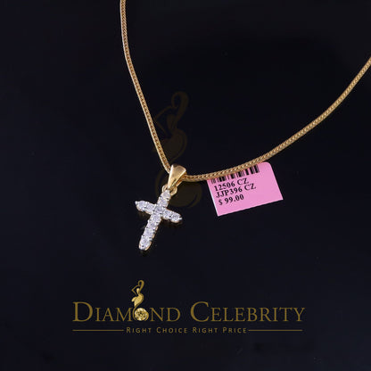 DiamondCelebritees Promising Fancy Yellow Sterling Silver Cross Pendant with 1.21ct Cubic Zirconia