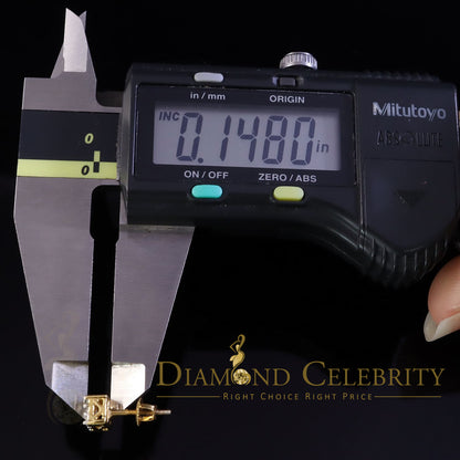 DiamondCelebritees  Hip Hop 925 Yellow Silver 0.6ct Cubic Zirconia Women's & Men's Square Earrings