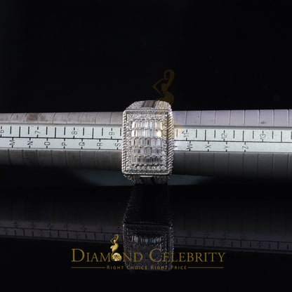 DiamondCelebritees Men's for 925 White Silver 4.50ct VVS 'D' Moissanite Rectangle Rings Size 10