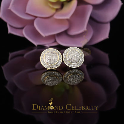 DiamondCelebritees Aretes Para Hombre Square 925 Yellow Silver 0.33ct Diamond Women & Men Earrings