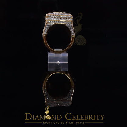 DiamondCelebritees 925 Sterling Silver 4.50ct VVS 'D' Moissanite Yellow Square Rings Size 10 Men's