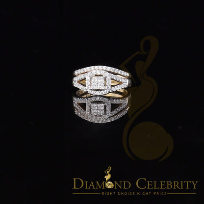 DiamondCelebritees 925 Sterling Yellow Silver Square 1.50ct Cubic Zirconia Womens Ring Size - 9