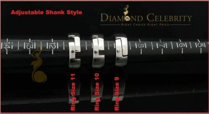 DiamondCelebritees White Sterling Silver11.50ct Cubic Zirconia Men's Adjustable Ring From SZ 9 to11