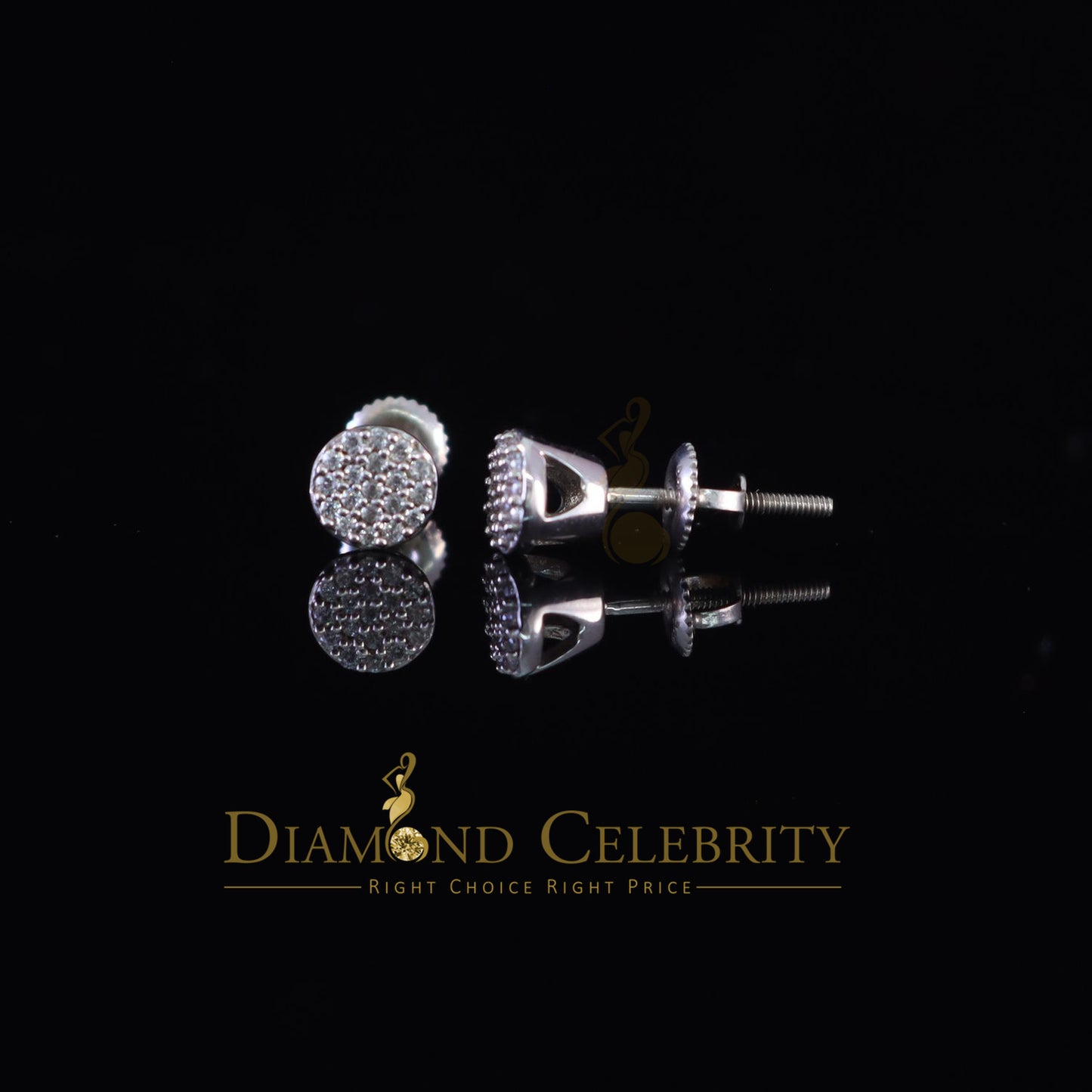 DiamondCelebritees  925 White Silver Aretes Para Hombre 0.30ct Cubic Zirconia Women's Round Earrings