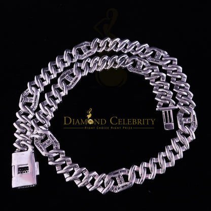 DiamondCelebritees 925 Silver 35ct Moissanite White Men's Cuban Necklace SZ 20inch & 14mm Width